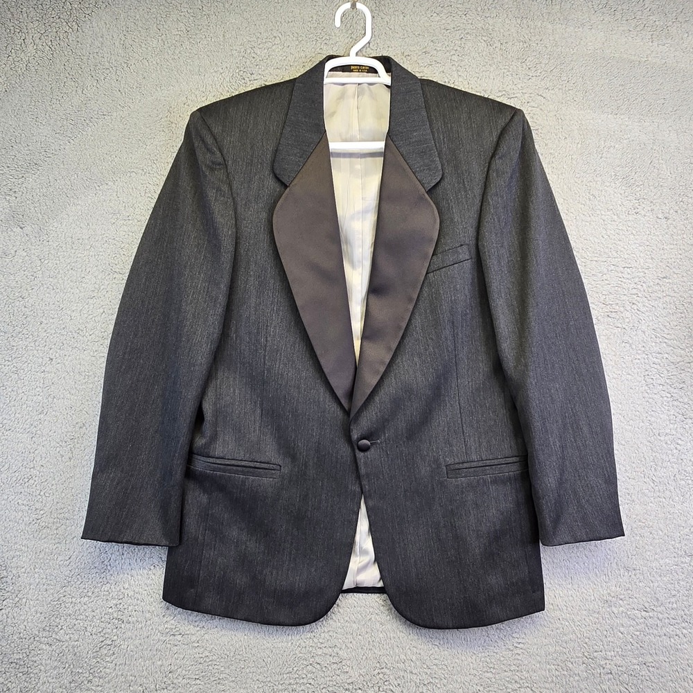 Pierre Cardin Tuxedo Men's 42 Long Gray Satin Trim Sports Coat READ Suit Jacket‎